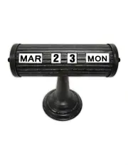 [Willow & Silk] Vintage Metal Table-Top Calendar 24cm in Black