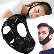 Anti Snoring Devices, Chin Strap for Sleeping, Double Adjustable Chin Straps for Men and Women, Stop Snoring Solution, Comfortable Anti Snoring Devices Chin Strap - Black, 1PK