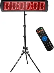GANXIN Portable 5'' High 6 Digits LED Race Clock with Tripod for Running Events Countdown/up Digital Race Timer 12/24-Hour Real Time Clock Stopwatch by Remote Control Red Color