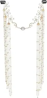 [HjaAU] Shiny Head Chain Rhinestone Long Tassel Hair Ornament Water Drop Crystal Retro Hairpin Women's Bridal Hair Ornament