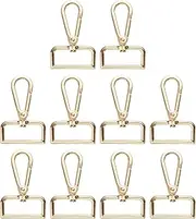 uxcell 10pcs Metal D Ring Lobster Claw Clasps 1.26" (32mm) Zinc Alloy 360 Degree Swivel Trigger Push Gate Snap Hooks for Keychains Jewelry Strap DIY Crafts, Light Gold