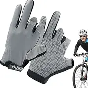 [Generic] Womens Cycling Gloves - Anti-Slip Ice Silk Workout Gloves - Adjustable Touchscreen UV Protection Riding Gloves for Sailing, Rowing