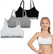 [SDXCJY] 3 Pieces Training Bras Sports Underwear Girls Sports Bra with Removable Bust Pad and Adjustable Strap Sport Bra Training Bras for Teenage Girls 9-16 Years