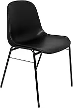 Alborea Ergonomic Stackable Chair with Black Frame, PVC Seat and Backrest in Black, Piqué and Crespo