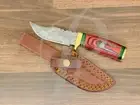 8" Custom Hand Made Damascus Hunting Knife | Pakka Wood