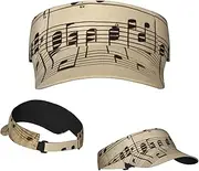 [RLDOBOFE] Sun Visor Hat Adjustable Empty Top Baseball Cap Music Notes on Old Paper Sun Hats for Women Men Sunscreen Visor Caps Summer Beach Sports Hats, Black, One Size