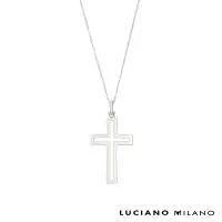 在飛比找Yahoo奇摩購物中心優惠-LUCIANO MILANO 線條十字架 純銀項鍊