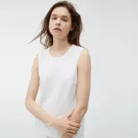 在飛比找momo購物網優惠-【COOCHAD】TRIACETATE 無袖上衣 白(背心 