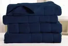 TWIN - Sunbeam - Navy w/Brain® Technology FLEECE QUILTED HEATED ELECTRIC BLANKET