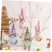 Easter Bunny Gnome Ornaments Set of 4, Faceless Doll Plush Rabbit Gnomes