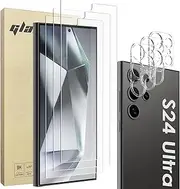 [Bigqin] 3+3 Pack Screen Protector Compatible with Samsung Galaxy S24 Ultra 6.8inch with Camera Lens Protector, 9H Tempered Glass Film, HD Clear, Full Coverage, Case-Friendly