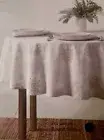Christmas Holiday Silver Gold Snowfall Table Cloth 70 Round NEW