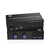 KVM Switch 3 Monitors 2 Computers 8K@60Hz 4K@144Hz, 2 HDMI + DisplayPort USB3...
