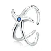 Sterling Silver Starfish Adjustable Hypoallergenic Ring