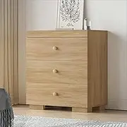 Zenflare Dresser for Bedroom 3 Drawer Wood Dresser 26.6" Wide, Large Nightstand Chest of Drawers for Bedroom, Living Room, Hallway, Entryway, Farmhouse 3 Drawer Storage Organizer, Light Oak