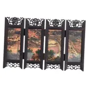 5.9 Inch Tall 4-Panel Mini Chinese Folding Screen, Traditional Chinese Art