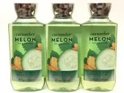 LOT 3 BATH & BODY WORKS CUCUMBER MELON BODY WASH & SHOWER GEL 10 OZ SHEA VIT E