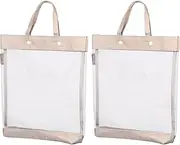uxcell Nylon Document Bag with Handle, 2 Pack Mesh Transparent Handbag Files Tote Pouch for Office Business, White