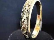 Sculptural-Relief Patterned 14k Gold Plated Sterling Silver Ring! Size 10!