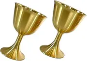 BRIGHTFUFU 2pcs Brass Whiskey Cup Water ES Bud Retro Wine Cup for Temple Decorative Worship