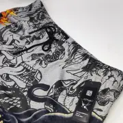 Ed Hardy Shorts Mens XL Grey Y2K Punk Skull Panther Mesh Spell Out New