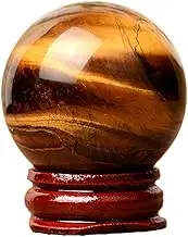 LoKori Home Decor Collectible Natural Tiger's Eye Gemstone Sphere with Stand, Healing Crystals Ball Divination Sphere for Feng Shui, Reiki,10cm/3.9in