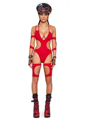 [Club Exx] Sparking Flames Bodysuit & Stockings Set