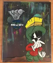 Marvin The Martian -Original Painting- Acrylics On Stretched Canvas