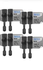 Amly elastic no tie shoe laces - 4 Pairs Black And Reflective