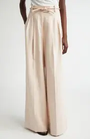 Zimmermann Belted Wide Leg Linen Pants in Pink at Nordstrom, Size 2