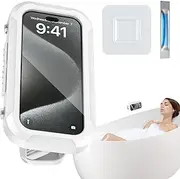 Shower Phone Holder,Waterproof Shower Phone Holder - Anti Fog 360 Degree Adjustable Adhesive Stand for 7inch Cellphones Bathtub Bath Pool Home Men Women