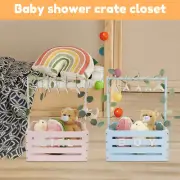 Wood Baby Shower Crate Closet Portable Baby Shower Basket with Handle leEcf