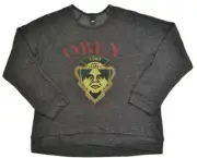 Obey GENUINE ARTICLE Heather Onyx Gold Green Red Screenprint Men's Sweatshirt