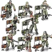 Ulanlan WWII Military Soldiers Action Figure Playset, 8 PCS 1:36 Scale Mini Army Men Figure, Multiple Movable Joints for Kids 8+