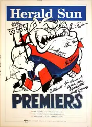 1955 56 57 signed Weg Poster Melbourne Premiers 12 signatures Herald Sun Ltd Ed