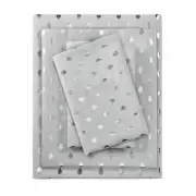 Metallic Dot 4-Piece Grey/Silver Microfiber Full Printed Sheet Set