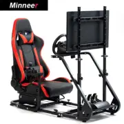 Minneer G29 Racing Simulator Cockpit with TV Stand &Seat Fit Logitech G920 G923