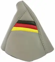 Light Gray wGerman Flag Stripes Real Leather Manual Shift Boot For 99-06 BMW E46 (for: BMW)