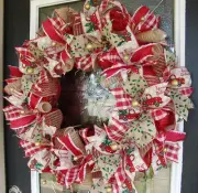 Old Fashioned Country Truck Christmas Deco Mesh Front Door Wreath, Decoration
