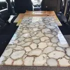 White Agate Center Sofa Dining & Side Table Top Handmade Gemstone Furniture Art