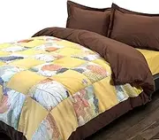 Essina King Quilt Cover Set 3pc Patchwork Collection,100% Cotton 620 Thread Count, Patchwork Duvet Cover, Sunshine