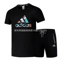 在飛比找Yahoo!奇摩拍賣優惠-Adidas愛迪達三葉草套裝短袖套裝新款夏季新款男女時尚潮短