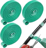 Plant Ties, 3 Rolls Green Plant Tape for Support, 0.6" x16.4ft Multi-Purpose Garden Tape, Reusable and Cutable Plastic Twist Wire Ties for Flowers, Tomato, for Indoor Plants