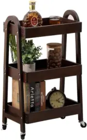 3 Tier Rolling Craft Cart Slim Rolling Storage Cart Wooden Cart on Wheels Bathro