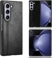 Case Compatible with Samsung Galaxy Z Fold5,Compatible with Samsung Galaxy Z Fold5 5G SM-F946 [PU Leather Texture][PU+PC+TPU] 3 in 1 Camera Protection Cover Black