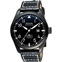 在飛比找蝦皮商城優惠-epos Passion飛行員戰鬥機機械腕錶-黑/44mm