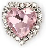 50pcs Heart Shape Glass Rhinestones - Sew On Crystal Stones with Metal Base for Clothes and Accessories(Pink,18mm)