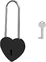 Gradleen Single Heart Lock with Key 3.5 Inches,50mm Love Padlock Matte Finish Black Metal Love Lock for Lovelock Bridge,Card Box,Jewelry Box,Diary Book,Handbag