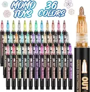 MOMOTOYS Outline Markers for Artistic Expression - Double Line Glitter Markers for Kids & Adults - Sparkle Shimmer Outline Pens with Metallic Dazzler Effect - Cool Dazzle Sparkly Markers