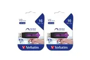 2PK Verbatim Store'n'Go V3 USB 3.0 Stick Flash Drive 16GB Storage f Laptop Vlt